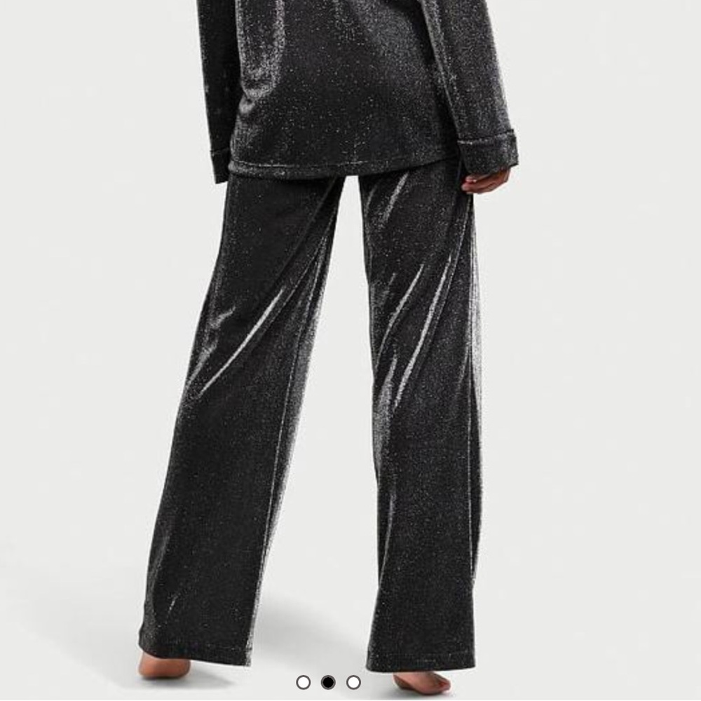 NWT Victoria’s Secret XS S M L XL Logo Crystals Shimmer Knit Pajama Pants Shine - Picture 3 of 4